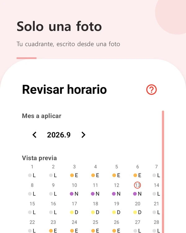 Solo una foto — tu cuadrante, escrito desde una foto en el calendario de GyoDal