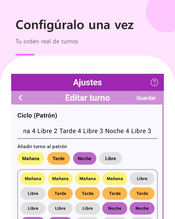 Configúralo una vez — tu orden real de turnos como plantilla
