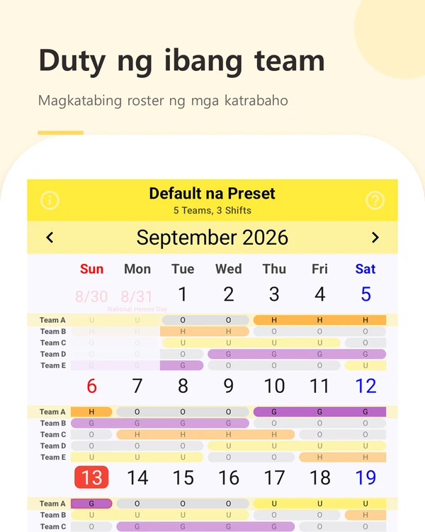 Duty ng ibang team — magkatabing roster ng lahat ng team